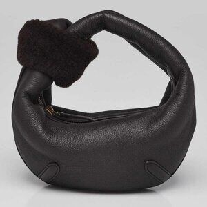 Bottega Veneta Dark Brown Leather/Shearling Mini Jodie Bag